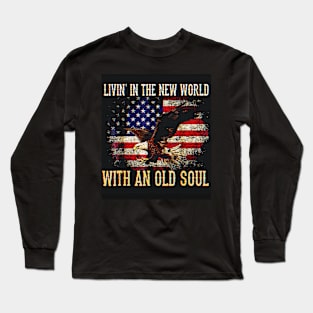 Copy of vintage Old Soul in a New World Country Bluegrass Music Guitar Fan Long Sleeve T-Shirt